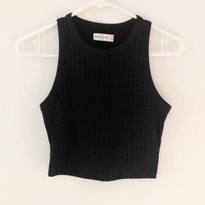 NWOT Abercrombie Ribbed High-necked Black Crop Top Size XS